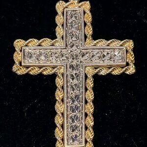 Vintage 10K & 925 Sterling Silver Spectacular Cross Pendant